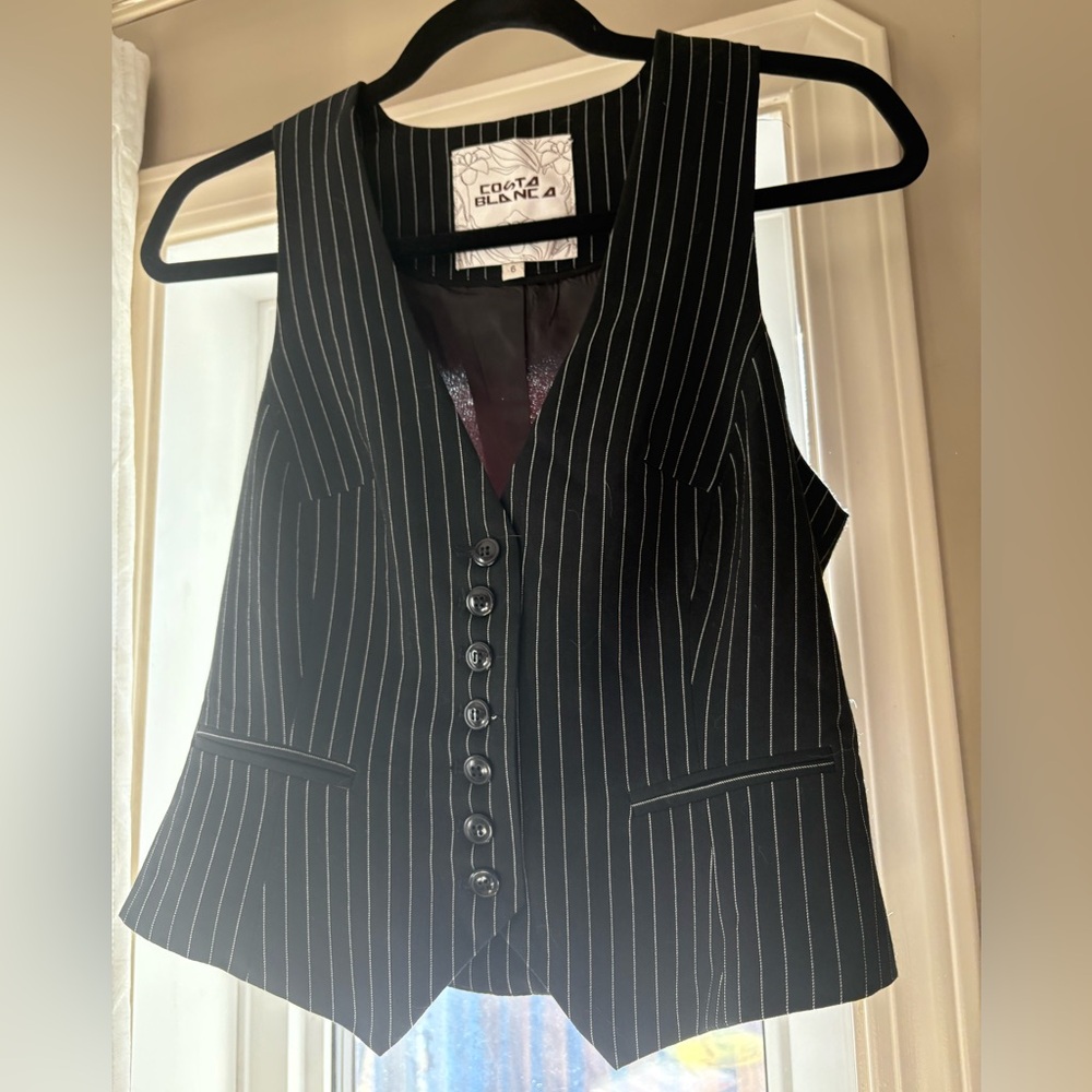 Costa Blanca Black Pinstripe Vest